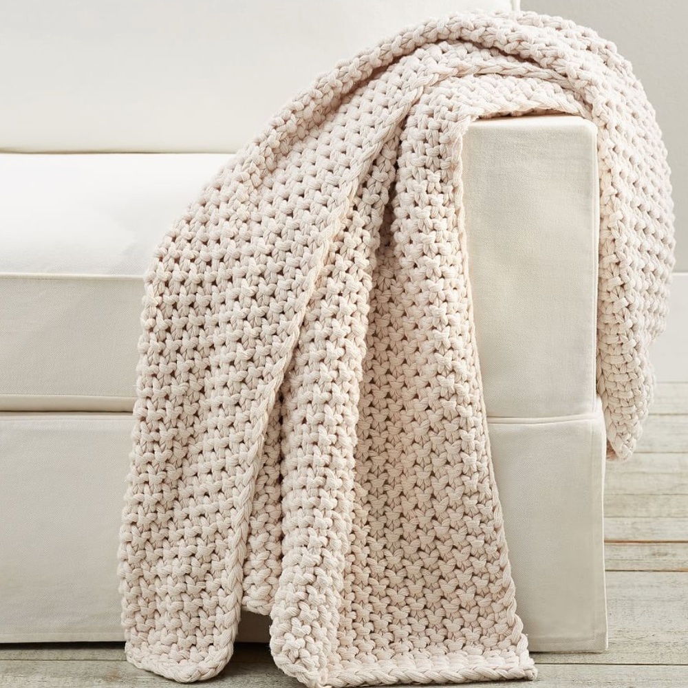 Pottery Barn Bayside Seed Stitch Throw - Ivory